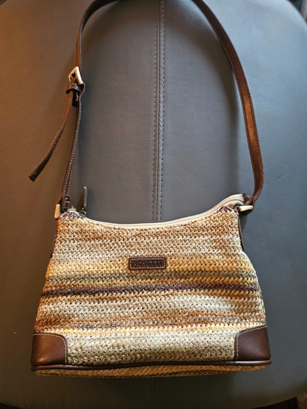 Rosetti Earth Tone Woven Crochet Y2K Shoulder Bag